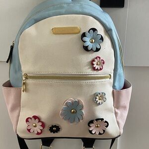Betsey Johnson Floral Backpack - Blue, Pink, and Cream